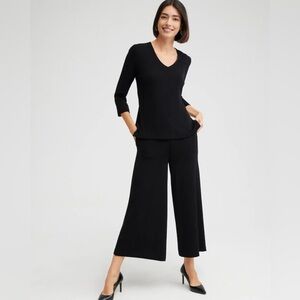 Chicos Travelers Black Culottes Size 2 Large